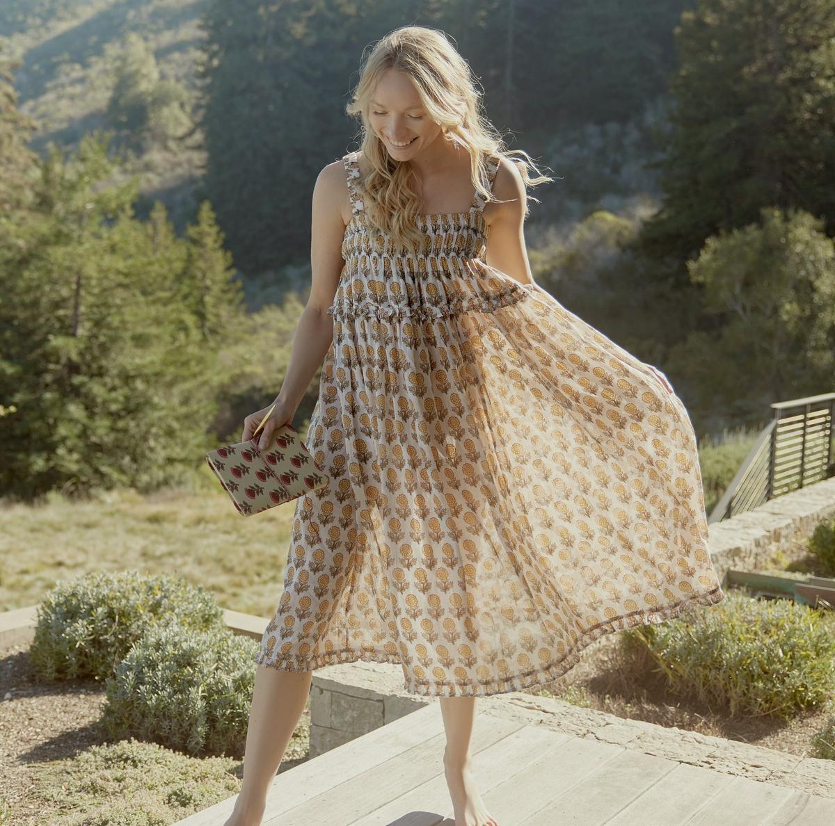 Gwen Ruffled Midi Nightgown - Ochre/Dahlia - Image 3