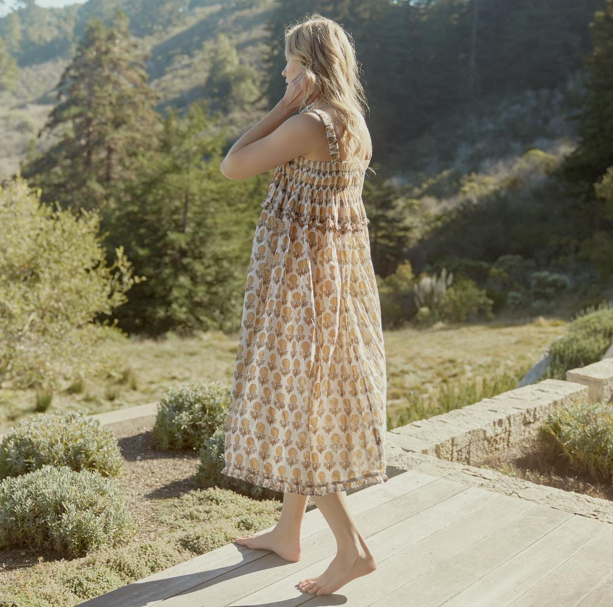 Gwen Ruffled Midi Nightgown - Ochre/Dahlia - Image 5