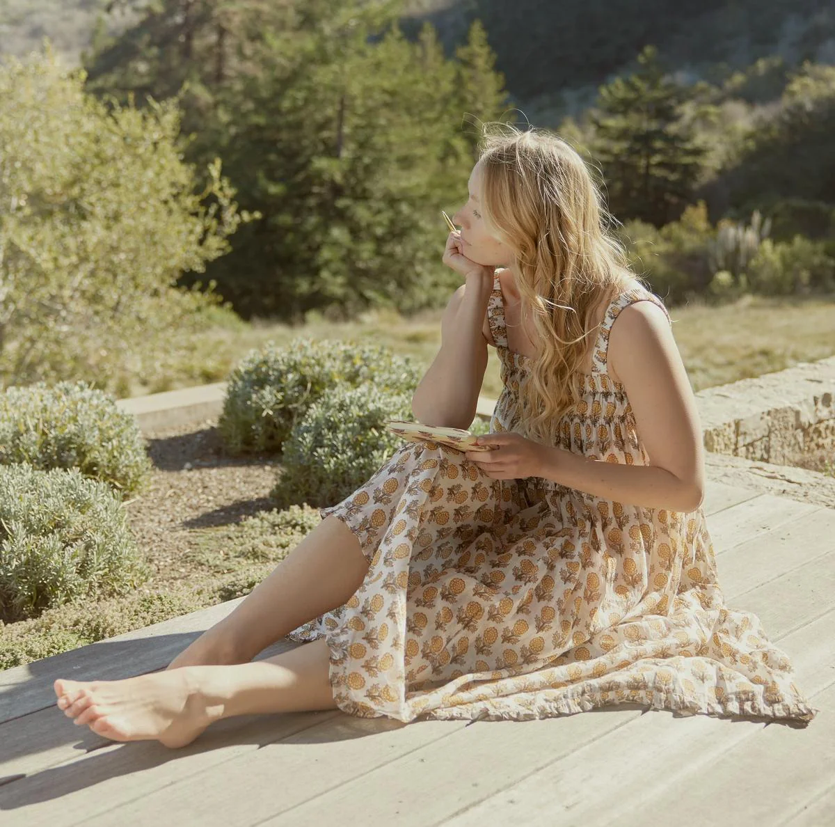Gwen Ruffled Midi Nightgown - Ochre/Dahlia - Image 6