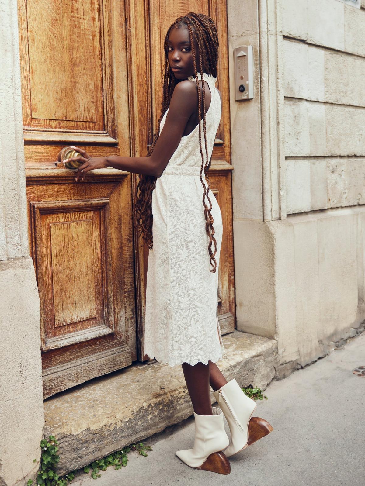 Ilona Midi Dress - Ivory Crochet Lace - Image 3