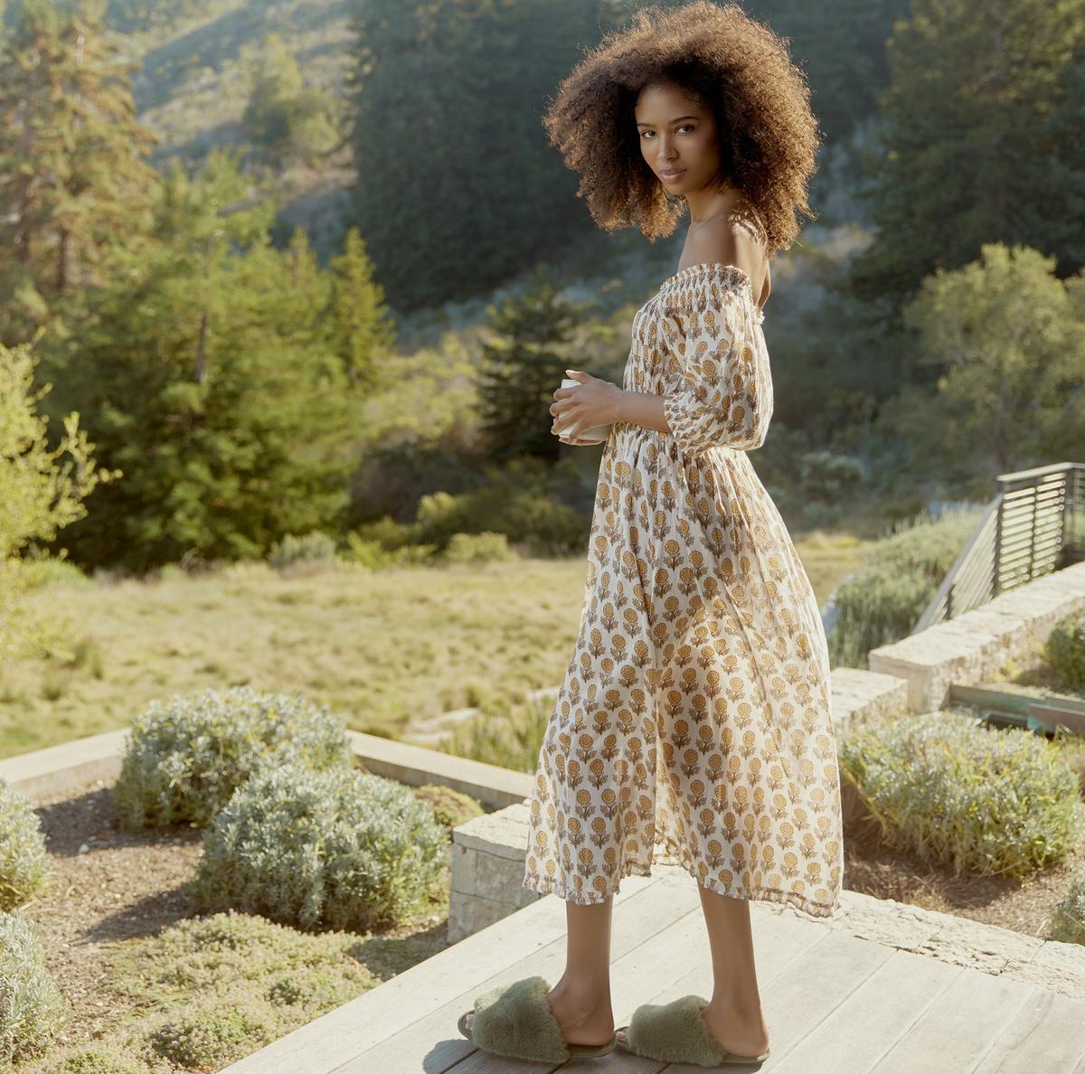 Rosie Midi Dress Nightgown - Ochre/Dahlia - Image 3